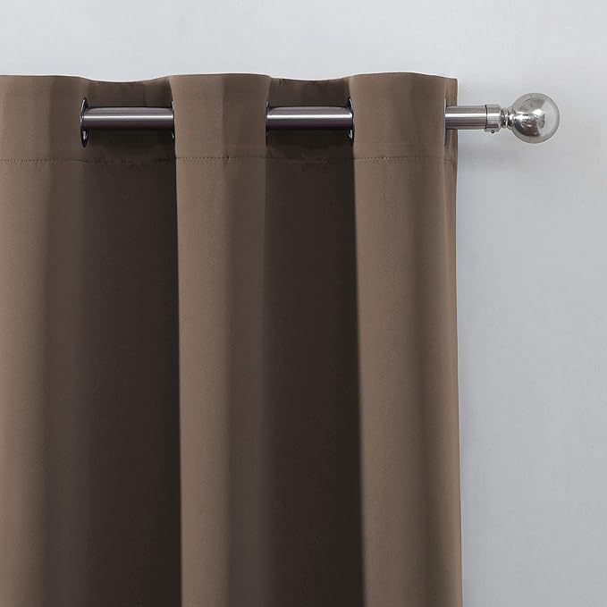 LEMOMO Chocolate Brown Thermal Blackout Curtains/38 x 84 Inch/Set of 2 Panels Room Darkening Curtains for Bedroom