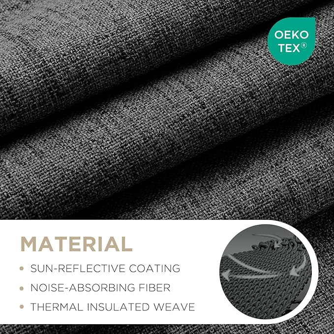 Joydeco Blackout Curtains for Bedroom - 108 Inch Long 100% Light Blocking 2 Panels Set Black Drapes, Thermal Insulated Room Darkening Curtains, Linen Textured for Living Room, Rod Pocket & Back Tabs
