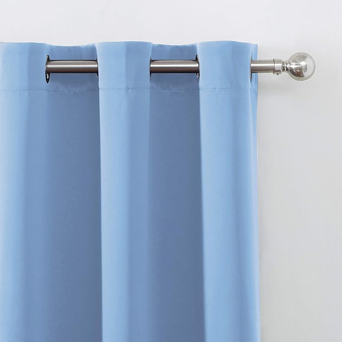 LEMOMO Sky Blue Blackout Curtains/38 x 54 Inch/Set of 2 Panels Thermal Insulated Room Darkening Curtains for Bedroom