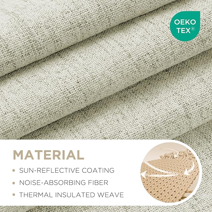 Joydeco Blackout Curtains for Bedroom - 100% Light Blocking 2 Panels Light Beige Drapes 37"W x 84"L, Thermal Insulated Room Darkening Curtains, Linen Textured for Living Room, Rod Pocket & Back Tabs