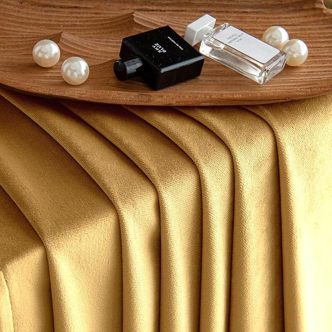 MIULEE Velvet Curtains Golden Elegant Grommet Thermal Insulated Soundproof Room Darkening Curtains/Drapes for Classical Living Room Bedroom Decor 52 x 108 Inch Set of 2