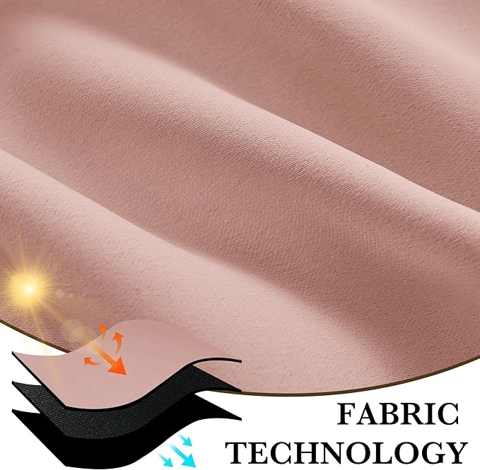 RYB HOME 100% Blackout Basement Curtains 24 inches Long, Heat & UV Blocking Total Room Darkening Noise Reducing Curtains for Bathroom RV Campers, Peach Pink, 2 Panels Set