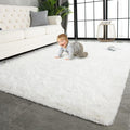TWINNIS Super Soft Shaggy Rugs Fluffy Carpets 10x14 Feet, Indoor Modern Plush Area Rugs for Living Room Bedroom Kids Room Nursery Home Decor, Upgrade Anti-Skid Fuzzy Rug, Cream White