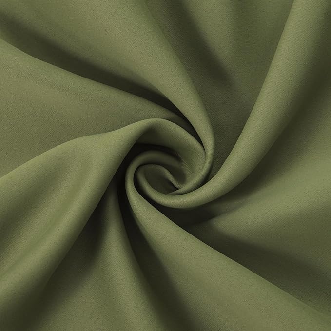 LEMOMO Olive Green Blackout Curtains 52 x 63 Inch Length/Set of 2 Curtain Panels/Thermal Insulated Room Darkening Blackout Curtains for Bedroom