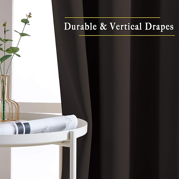 NICETOWN Blackout Toffee Brown Curtains & Drapes 90 inches Long - Grommet Thermal Insulated Blackout Drapes Light Blinds Room Darkening Window Treatments for Bedroom (2 Panels, W52 x L90)