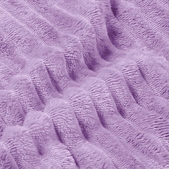 BEDELITE Fleece Blanket Twin Size – 3D Ribbed Jacquard Soft and Warm Decorative Fuzzy Blankets – Cozy, Fluffy, Plush Lightweight Throw Blankets for Couch, Bed, Sofa(Lavender, 60x80 inches)