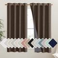 NICETOWN Coffee Vintage Linen 100% Blackout Curtains for Living Room, Thermal Insulated Curtains 48" Long, Noise Reducing Window Treatment Drapes for Hall Room, 52" Wide Per Panel, Set of 2