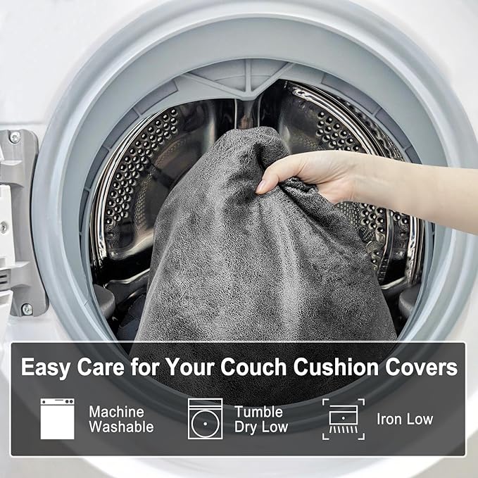 Leather Look Couch Cushion Covers Sofa Seat Slipcovers Sets Couches Furniture Protector for Sectional Armchair Loveseat Pets Kids Stretch Spandex Fabric (3 Cushion Sofa, Light Grey)