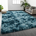 Deerhoo Large Shag Area Rugs 5 x 8, Tie-Dyed Plush Fuzzy Rugs for Living Room, Ultra Soft Fluffy Furry Rug for Bedroom, Indoor Carpet Nursery Rugs for Kids Room Home Decor, Peacock Blue