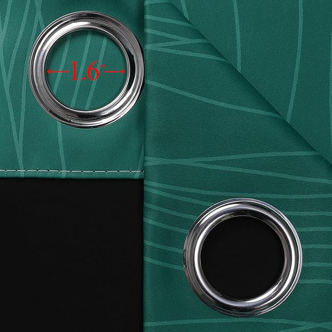 Estelar Textiler Ombre Greyish White and Green Blackout Curtains & Drapes for Bedroom, Thermal Insulated Full Light Blocking Grommet Blackout Spring Drapes for Kids Room, 42Wx63L, 2 Panels