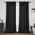 Black Linen Curtains 126 Inches Long 2 Panels Set for Living Room Extra Long Back Tab Curtain Neutral Farmhouse Light Filtering Semi Sheer Linen Drapes Ceiling to Floor for Large Window 52x126