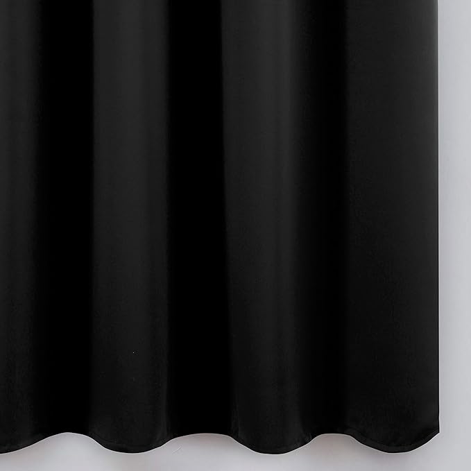 LEMOMO Black Blackout Curtains 40 x 63 Inch Length/Set of 2 Curtain Panels/Thermal Insulated Room Darkening Blackout Curtains for Bedroom