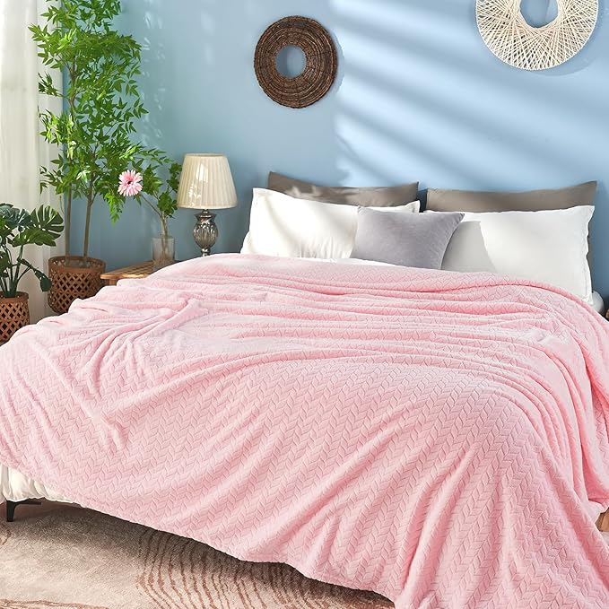 inhand Super Soft Pink Cute Throw Blanket, Cozy Plush Fleece Blanket Throw Size, Washable Lightweight Flannel Blankets Throw for All Season(50”x60”, Baby Pink)