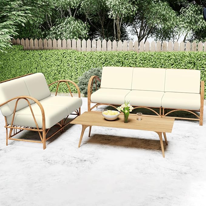 Smiry Printed Couch Cushion Covers, Stretch Soft Couch Covers for Sofa, Washable Non-Slip Sofa Slipcover Furniture Protector for Indoor and Outdoor (1 Pack, Cream)