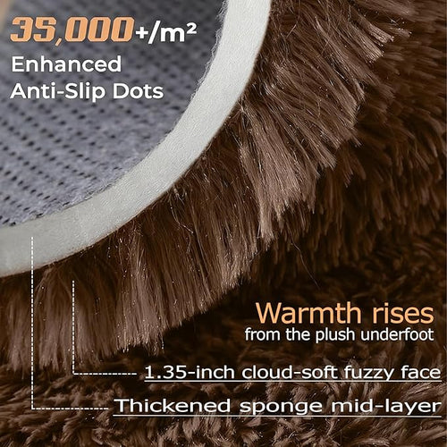 2x6 Runner Rug for Bedroom: Fluffy Shag Soft Washable Rugs Small Fuzzy Plush Indoor Carpet for Hallway Bedside Dorm Kids Girls Boys Room (Coffee, 2'x6')