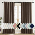 NICETOWN Coffee Vintage Linen 100% Blackout Curtains for Living Room, Thermal Insulated Curtains 90" Long, Noise Reducing Window Treatment Drapes for Home Office, 62" Wide Per Panel, Set of 2