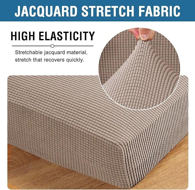 H.VERSAILTEX Super Stretch Individual Chaise Cover Sectional Couch Covers for L Shaped Sofa Both Left/Right Featuring Thick Jacquard Textured Twill Fabric (1 Piece Chaise Cover, Sand)