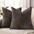 decorUhome Dark Brown Chenille Throw Pillow Covers 16x16 Set of 2 Textured Soft Cozy Slubby Couch Pillow Covers Modern Farmhouse Boho Decorative Pillow Cases for Bed Sofa Living Room