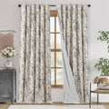 jinchan Lined Linen Blend Curtain Floral Curtains for Living Room 108 Inches Extra Long Black Peony Flower Printed Curtain Back Tab Farmhouse Patterned Drapes Bedroom Window Curtain Set 2 Panels