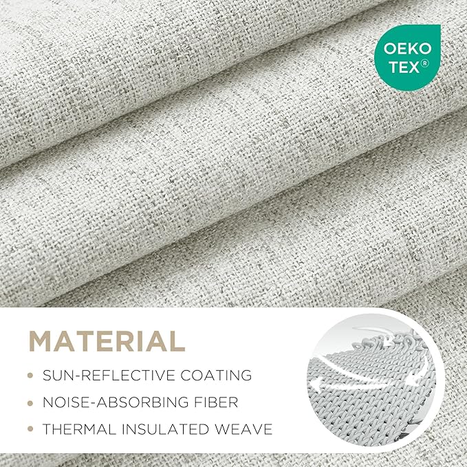 Joydeco Linen Blackout Curtains for Bedroom - 100% Light Blocking 1 Panels, White Drapes 70" W x 96" L, Thermal Insulated Room Darkening Curtains for Living Room, Rod Pocket & Back Tabs