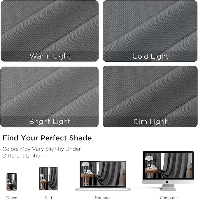 CUCRAF Custom Blackout Curtains for Bedroom Living Room, Rod Pocket Room Darkening Curtain Thermal Insulated Light Blocking Window Drapes 1 Panel (Custom Size, Light Grey)