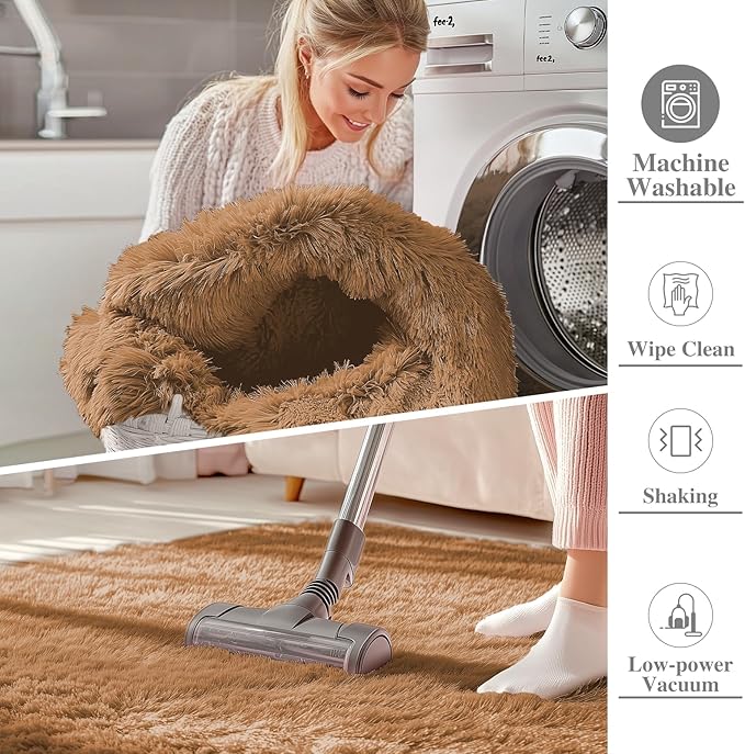 OLANLY 2x6 Machine Washable Runner Rugs for Hallway, Soft Fluffy Shaggy Bedside Rugs for Bedroom, Living Room, Indoor Floor Carpet for Kids Girls and Boys, Nursery Rooms, Home Decor Aesthetic, Khaki