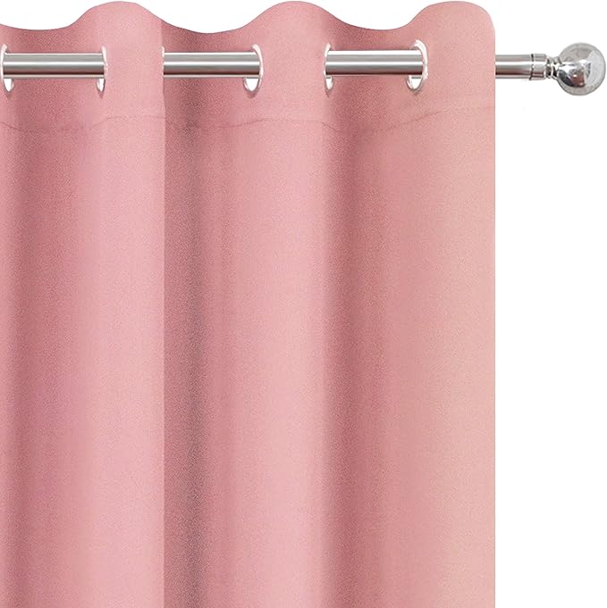 LEMOMO Pink Blackout Curtains 66 x 63 Inch Length/Set of 2 Curtain Panels/Thermal Insulated Room Darkening Blackout Curtains for Bedroom