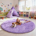 yulidayang Purple Fluffy Round Area Rugs for Bedroom,5'X5'Shag Circle Area Rugs for Girls Room,Non Slip Fuzzy Plush Rug for Kids Room Living Room and Dorm Home Decor Rug