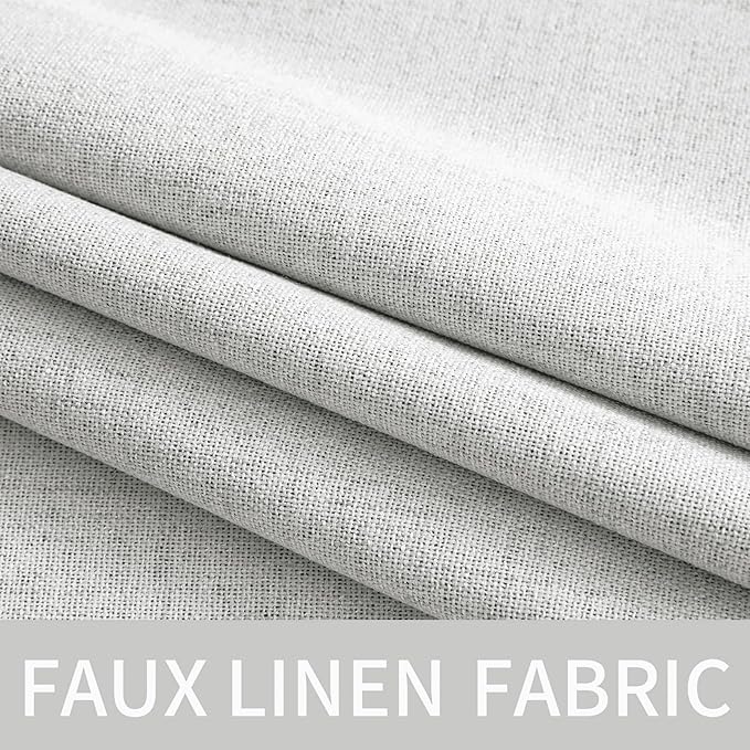 MIULEE Linen Textured Curtains Solid 100% Blackout for Bedroom Thermal Insulated Heathered White Grommet Room Darkening Curtains & Drapes Luxury Decor for Living Room Nursery 52 x 72 Inch (2 Panels)