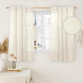 LAMIT 45 Inch Short Window Linen Curtains, Light Filtering Panels Back Tab and Rod Pocket Neutral Drapes for Cafe/Bathroom/Loft Room, Natural, 2 Panels, 34 x 45 Inch