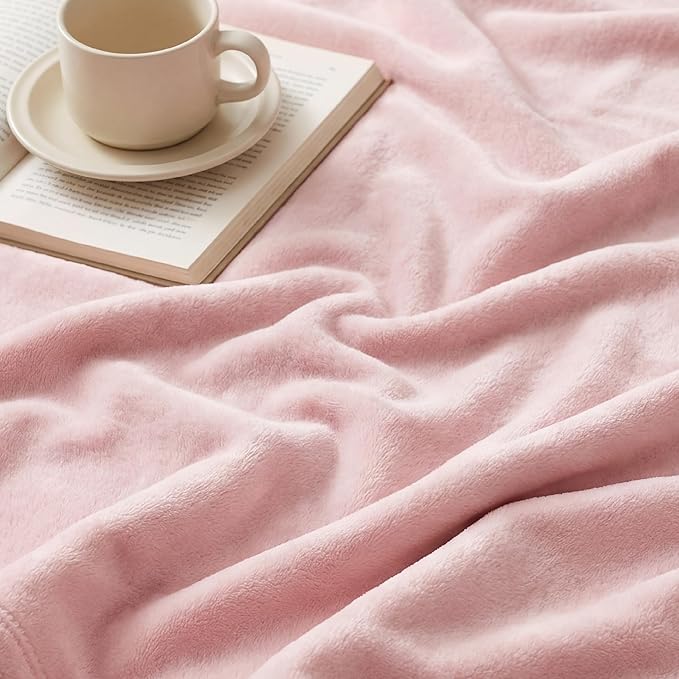 Bedsure GentleSoft Fleece Blanket Twin Size Pink - 300GSM Lightweight Plush Fuzzy Cozy Soft Warm Blanket for Bed, Sofa, Couch, Travel, Camping, 60x80 inches
