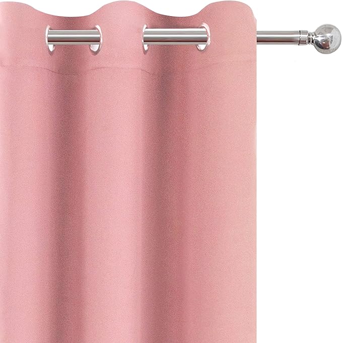LEMOMO Pink Thermal Blackout Curtains/38 x 63 Inch/Set of 2 Panels Room Darkening Curtains for Bedroom