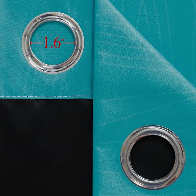 Estelar Textiler Ombre Teal and Purple Blackout Curtains 45 Inch Length 2 panels, Grommet Thermal Insulated Gradient Drapes for Kids Room, Full Light Blocking Blackout Curtains for Bedroom, 52x45 Inch