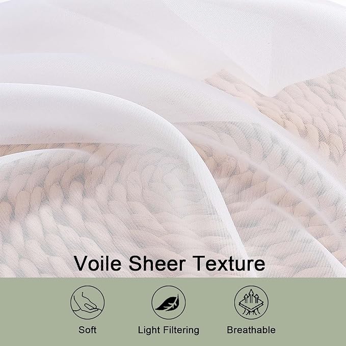 OWENIE White Sheer Curtains 78 Inches Long 2 Panels Set, Ivory Sheer Curtain for Living Room Bedroom, Modern Voile Filmy Rod Pocket Curtains & Drapes, 2 Pcs, Each 59 W x 78L Inch, White
