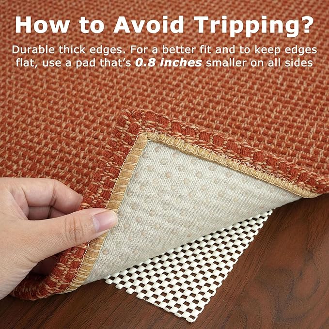 KOZYFLY Washable Area Rug 4x6 ft Non Slip Rubber Backed Living Room Rugs Braided Woven Cotton Kitchen Rugs Indoor Outdoor Entryway Rug Floor Carpet for Dining Living Room Bedroom, Orange/Tan