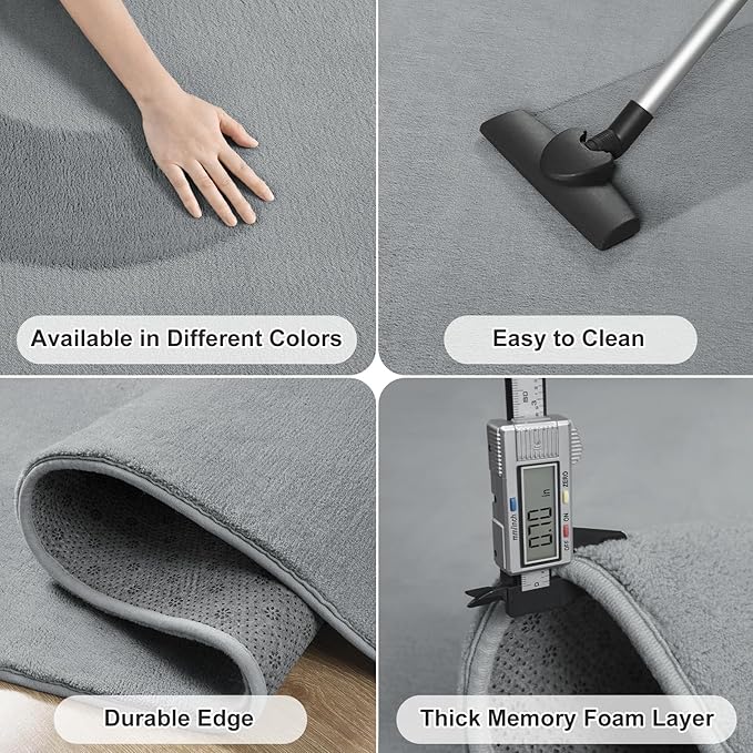 Amearea Modern Soft Hallway Runner Rug, 2x8 Feet Area Rug Runners for Hallways, Washable Runner Rugs, Non Slip Memory Foam Runner Rugs Carpet for Entrance Kitchen Kids Room Decor, Grey