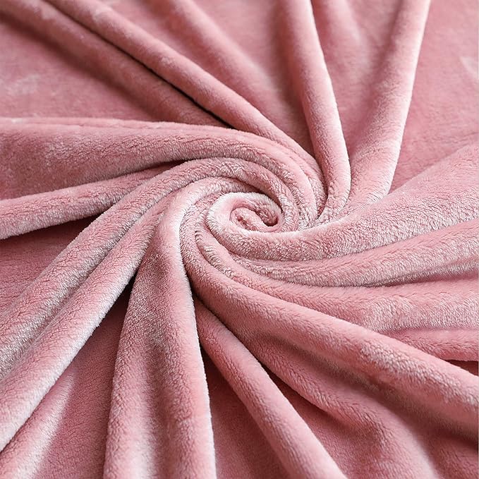 TASTHROW Large Flannel Fleece Throw Blanket, 60×80 Inch - Cozy Lightweight Thick Blanket - All Seasons Suitable for Women, Men and Kids (Pink)
