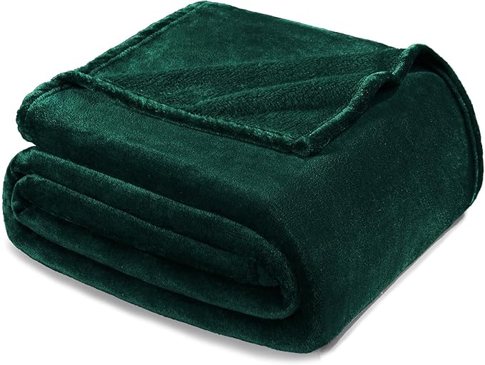 Exclusivo Mezcla Fleece Blanket Cal King Size for Bed, Super Soft and Warm, All Season, Cozy, Plush, Lightweight, 120x120 Inches, Forest Green