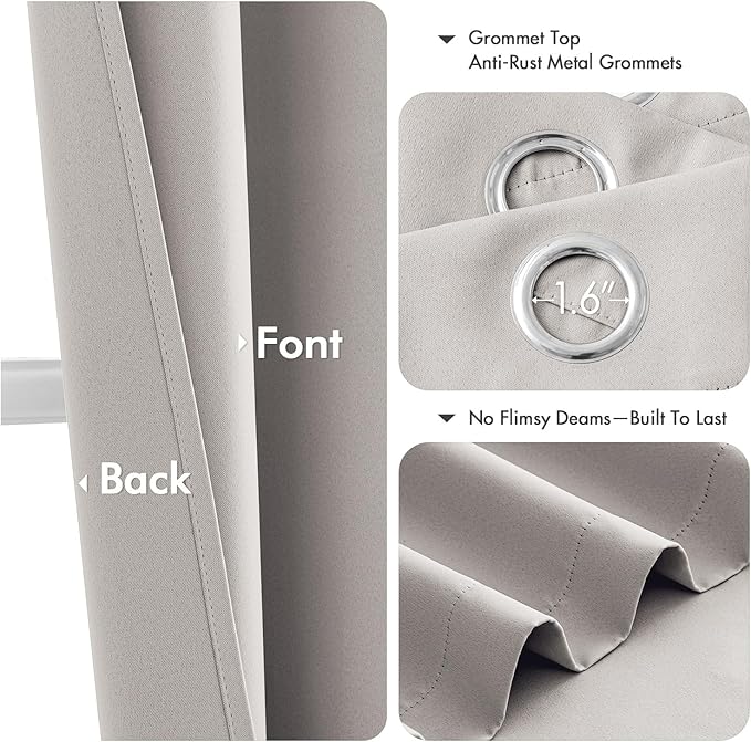 MIULEE Cobblestone Blackout Curtains - Bedroom Window Treatment Curtains Thermal Insulated Room Darkening Drapes for Living Room Kitchen Grommet Light Blocking Drapery, 40 x 54 Inches Long, 2 Panels