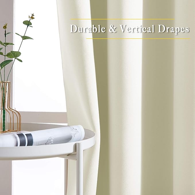 NICETOWN Room Darkening Beige Curtains 102 inches Long 2 Panels Burg, Grommet Thermal Curtains Light Blinds Room Darkening Window Treatments for Bedroom, 2 Panels, W52 x L102