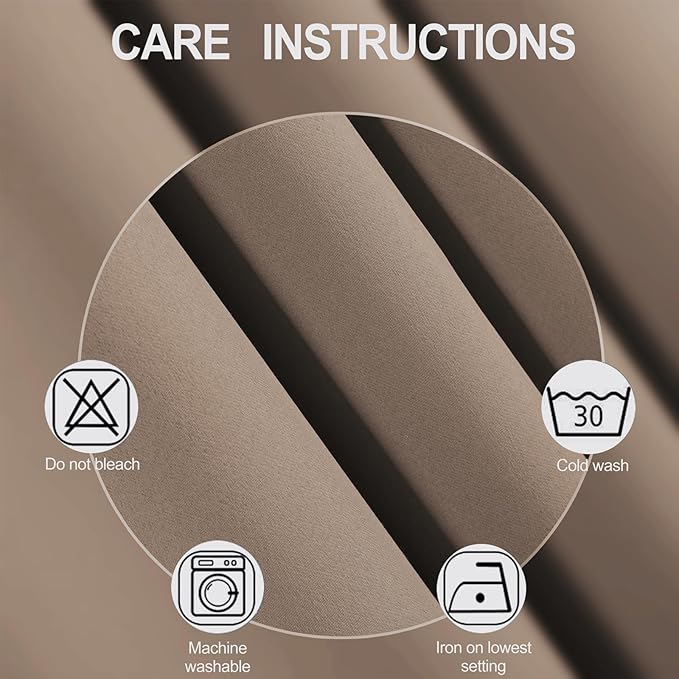 LEMOMO Blackout Curtains 66 x 72 Inch Long Cappuccino Curtains Set of 2 Panels Room Darkening Curtains for Bedroom and Living Room