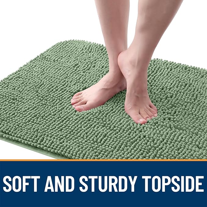 OLANLY Dog Door Mat for Muddy Paws 50x30, Absorbs Moisture and Dirt, Absorbent Non-Slip Washable Doormat, Quick Dry Chenille Mud Mat, Entry Indoor Entryway Carpet for Inside Floor, Olive Green