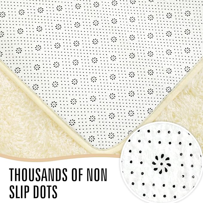 LOCHAS Ultra Soft Indoor Modern Area Rugs Fluffy Living Room Carpets for Children Bedroom Home Decor Nursery Rug 5.3x7.5 Feet, Light Champagne