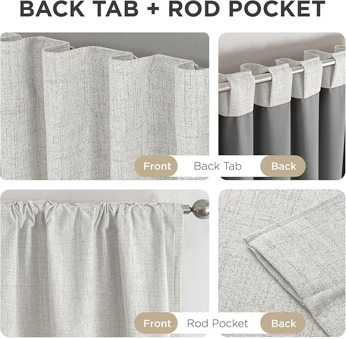 Joydeco Linen Blackout Curtains for Bedroom - 100% Light Blocking 1 Panels, White Drapes 100" W x 120" L, Thermal Insulated Room Darkening Curtains for Living Room, Rod Pocket & Back Tabs