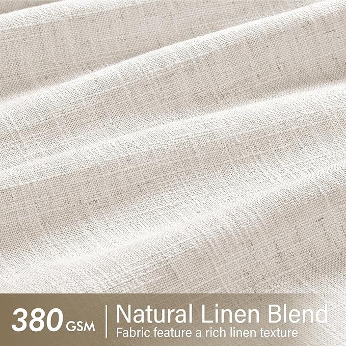 MIULEE Extra Wide 60 Inch Width Pinch Pleated Thick Linen Curtains 90 Inches Long 2 Panels for Patio Sliding Glass Door Living Room Bedroom Large Windows, Memory Trained Nautral Drapes Hooks&Rings
