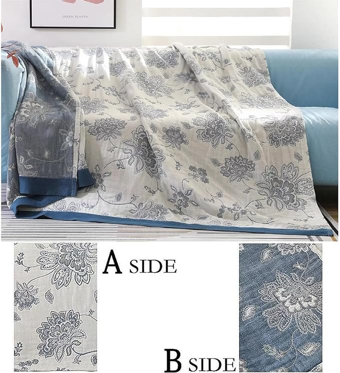 MSGKV Boho Throw Blanket for Bed 80''x90'', 100% Cotton Reversible Woven Breathable&Lightweight Spring Decorative Blanket for Couch Living Room