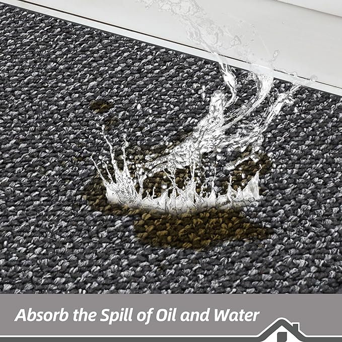 BEQHAUSE Kitchen Rugs 20"x32", Non-Slip Kitchen Mats for Floor, Super Absorbent and Stain Resistant Kitchen Rugs, Machine Washable Rugs for Kitchen, Hallway, Laundry & Sink, Charcoal