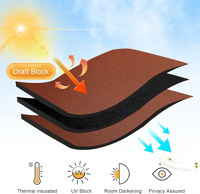 RYB HOME Blackout Curtains for Bedroom Living Room 72 inches Long, Thermal Insulated Privacy Rod Pocket Drapes for Nursery Office Home Theater, Width 42 by Length 72, Burnt Orange, 2 Panels