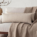 Foindtower Set of 2 Decorative Long Body Lumbar Throw Pillow Covers Vintage Accent Farmhouse Cushion Covers Neutral Home Decor for Sofa Couch Chair Bedroom Living Room,14×36 Inch,Ivory Beige