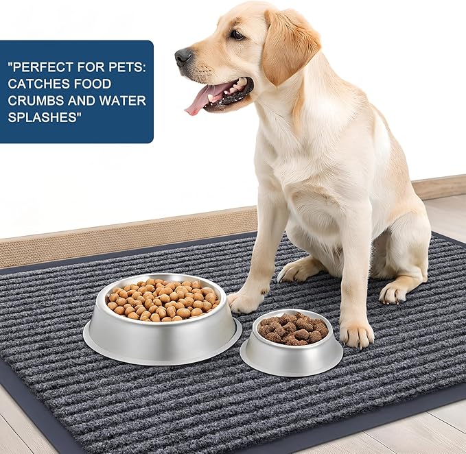 OLANLY Front Door Mat Indoor Outdoor Entrance, 2-Pack 35 x 23 Inch, Waterproof Heavy Duty Doormat, Fade Resistant, Low Profile, Easy Clean Patio Porch Welcome Floor Mats for Entry, Grey